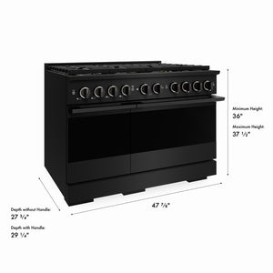 ZLINE 48 in. 6.7 cu. ft. Marino Dual Fuel Range with 8 Burner DuoPro™ Cooktop and Dual Ovens in Black Stainless Steel (PMDRB-48)