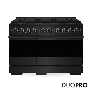 ZLINE 48 in. 6.7 cu. ft. Marino Dual Fuel Range with 8 Burner DuoPro™ Cooktop and Dual Ovens in Black Stainless Steel (PMDRB-48)
