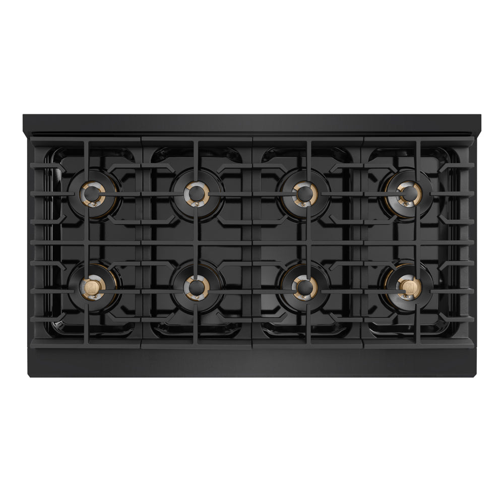 ZLINE 48 in. 6.7 cu. ft. Marino Dual Fuel Range with 8 Burner DuoPro™ Cooktop and Dual Ovens in Black Stainless Steel (PMDRB-48)