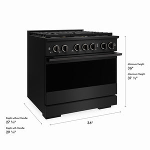 ZLINE 36 in. 5.2 cu. ft. Marino Gas Range with 6 Burner DuoPro™ Cooktop and Convection Gas Oven in Black Stainless Steel (PMGRB-36)