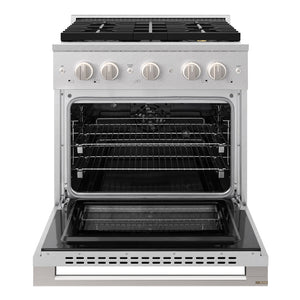 ZLINE 30 in. 4.2 cu. ft. Marino Dual Fuel Range with 4 Burner DuoPro™ Cooktop and Electric Convection Oven in Satin Stainless Steel (PMDRS-30)