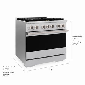 ZLINE 36 in. 5.2 cu. ft. Marino Dual Fuel Range with 6 Burner DuoPro™ Cooktop and Electric Convection Oven in Satin Stainless Steel (PMDRS-36)