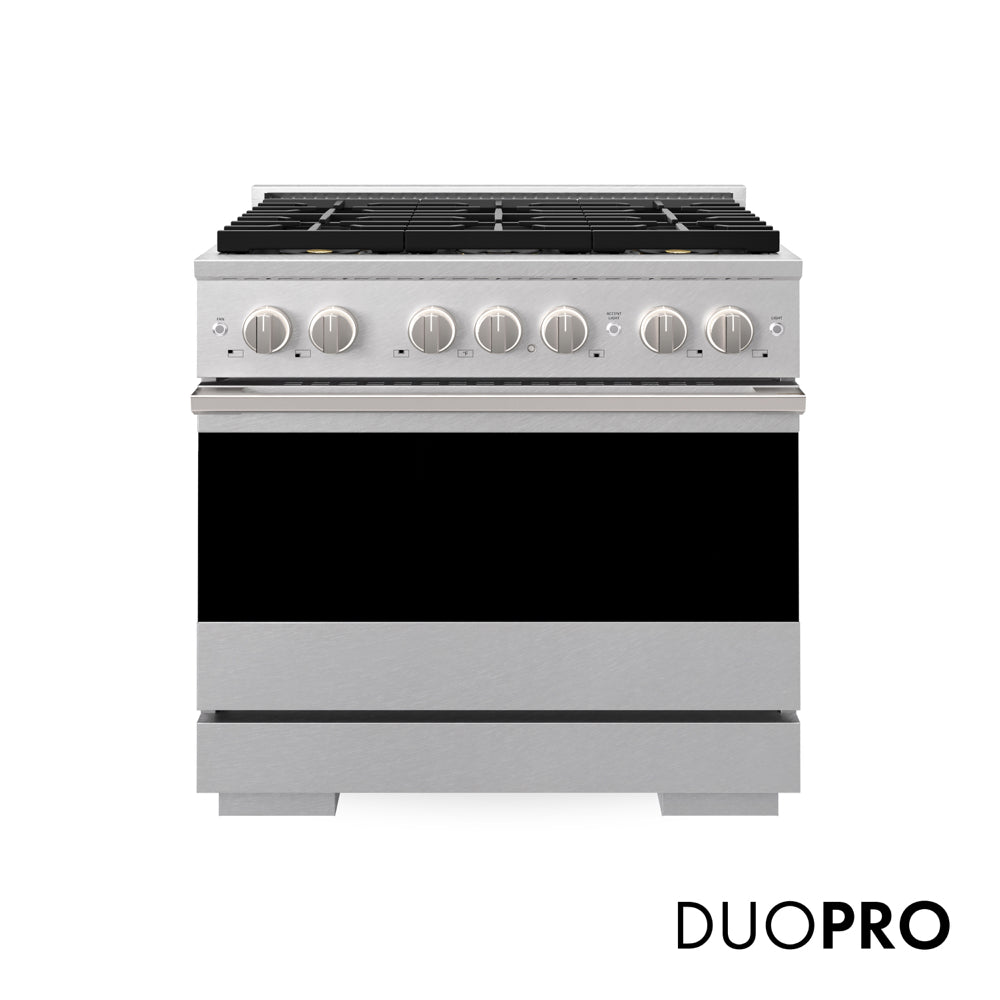 ZLINE 36 in. 5.2 cu. ft. Marino Dual Fuel Range with 6 Burner DuoPro™ Cooktop and Electric Convection Oven in Satin Stainless Steel (PMDRS-36)