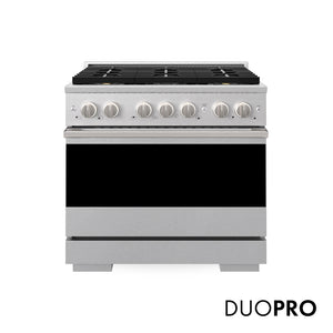 ZLINE 36 in. 5.2 cu. ft. Marino Dual Fuel Range with 6 Burner DuoPro™ Cooktop and Electric Convection Oven in Satin Stainless Steel (PMDRS-36)