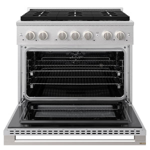 ZLINE 36 in. 5.2 cu. ft. Marino Dual Fuel Range with 6 Burner DuoPro™ Cooktop and Electric Convection Oven in Satin Stainless Steel (PMDRS-36)