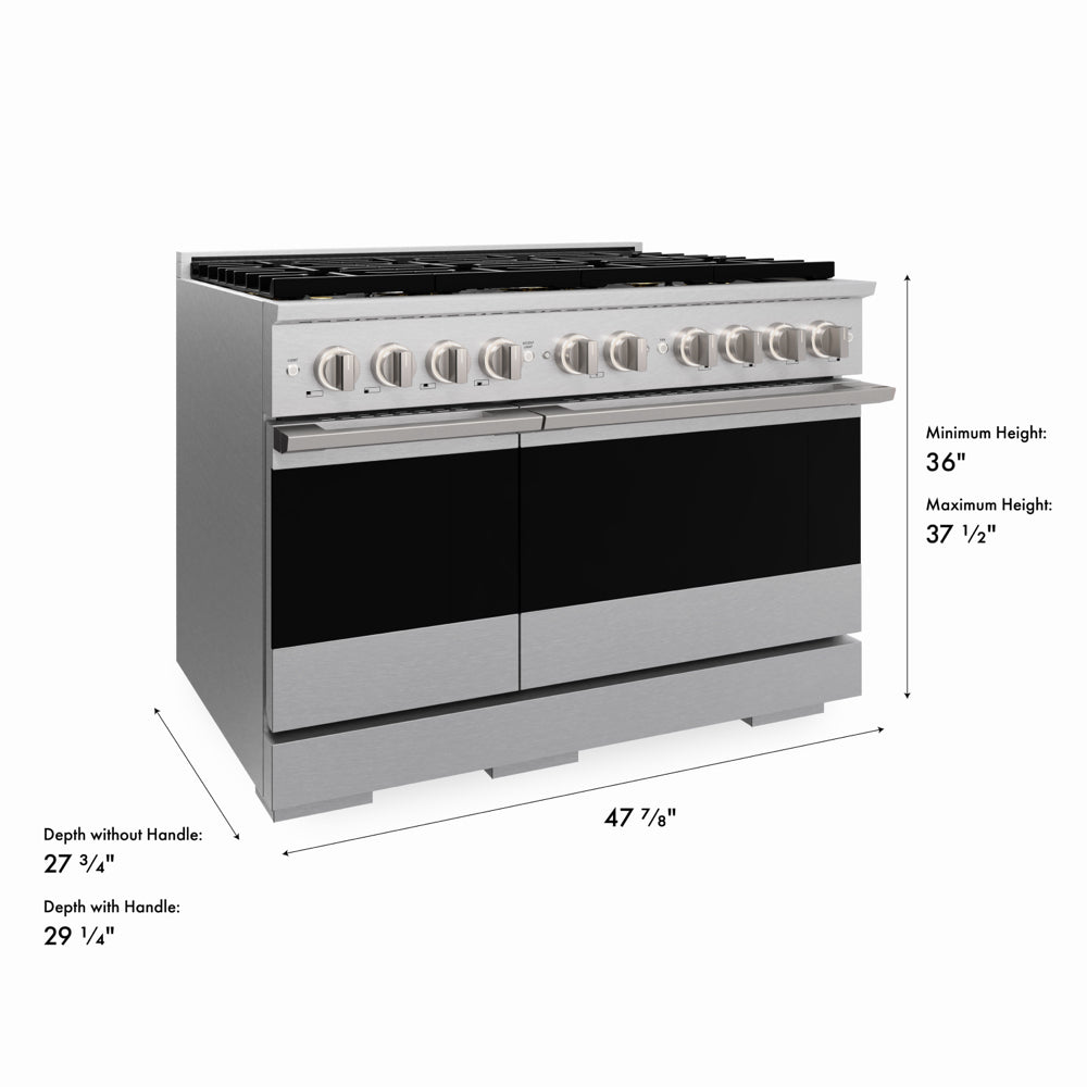 ZLINE 48 in. 6.7 cu. ft. Marino Dual Fuel Range with 8 Burner DuoPro™ Cooktop and Dual Ovens in Satin Stainless Steel (PMDRS-48)
