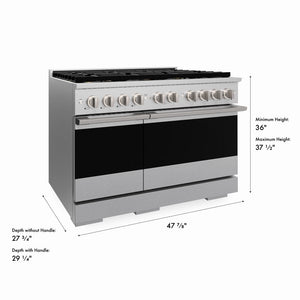 ZLINE 48 in. 6.7 cu. ft. Marino Dual Fuel Range with 8 Burner DuoPro™ Cooktop and Dual Ovens in Satin Stainless Steel (PMDRS-48)