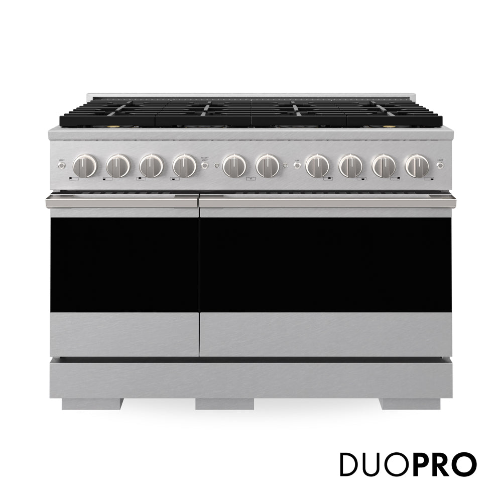 ZLINE 48 in. 6.7 cu. ft. Marino Dual Fuel Range with 8 Burner DuoPro™ Cooktop and Dual Ovens in Satin Stainless Steel (PMDRS-48)