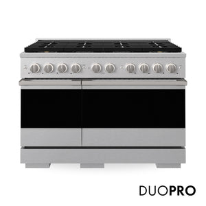 ZLINE 48 in. 6.7 cu. ft. Marino Dual Fuel Range with 8 Burner DuoPro™ Cooktop and Dual Ovens in Satin Stainless Steel (PMDRS-48)