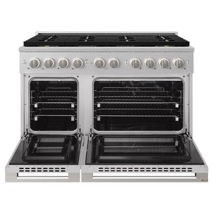 ZLINE 48 in. 6.7 cu. ft. Marino Dual Fuel Range with 8 Burner DuoPro™ Cooktop and Dual Ovens in Satin Stainless Steel (PMDRS-48)