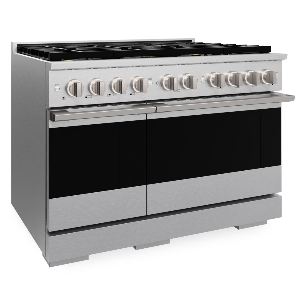 ZLINE 48 in. 6.7 cu. ft. Marino Dual Fuel Range with 8 Burner DuoPro™ Cooktop and Dual Ovens in Satin Stainless Steel (PMDRS-48)