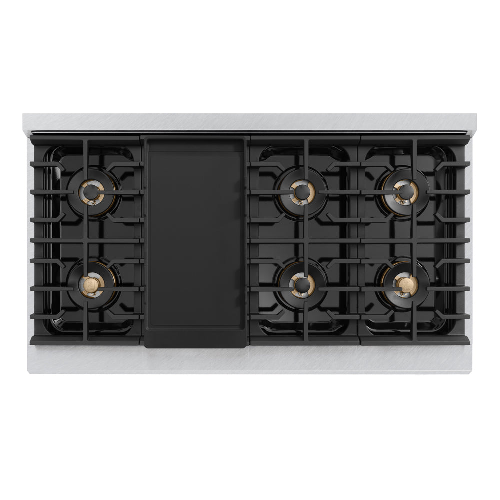 ZLINE 48 in. 6.7 cu. ft. Marino Dual Fuel Range with 8 Burner DuoPro™ Cooktop and Dual Ovens in Satin Stainless Steel (PMDRS-48)