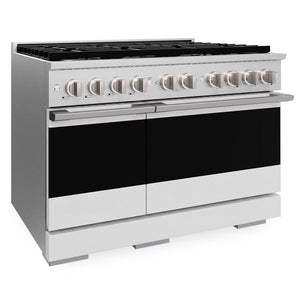ZLINE 48 in. 6.7 cu. ft. Marino Dual Fuel Range with 8 Burner DuoPro™ Cooktop and Dual Ovens in Satin Stainless Steel with White Matte Doors (PMDRS-WM-48)