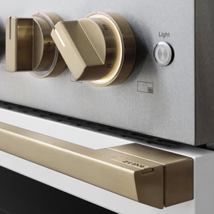 ZLINE Autograph Edition 48 in. 6.7 cu. ft. Marino Dual Fuel Range with 8 Burner DuoPro™ Cooktop and Dual Ovens in Satin Stainless Steel with White Matte Doors and Champagne Bronze Accents (PMDRSZ-WM-48-CB)