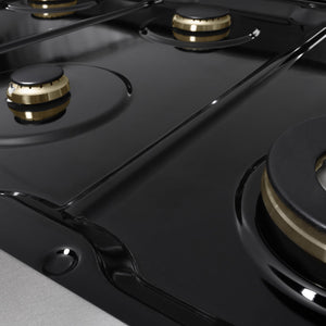 ZLINE Autograph Edition 48 in. 6.7 cu. ft. Marino Double Oven Dual Fuel Range with 8 Burner Gas Cooktop in Satin Stainless Steel with White Matte Doors and Champagne Bronze Accents (MDRSZ-WM-48-CB)