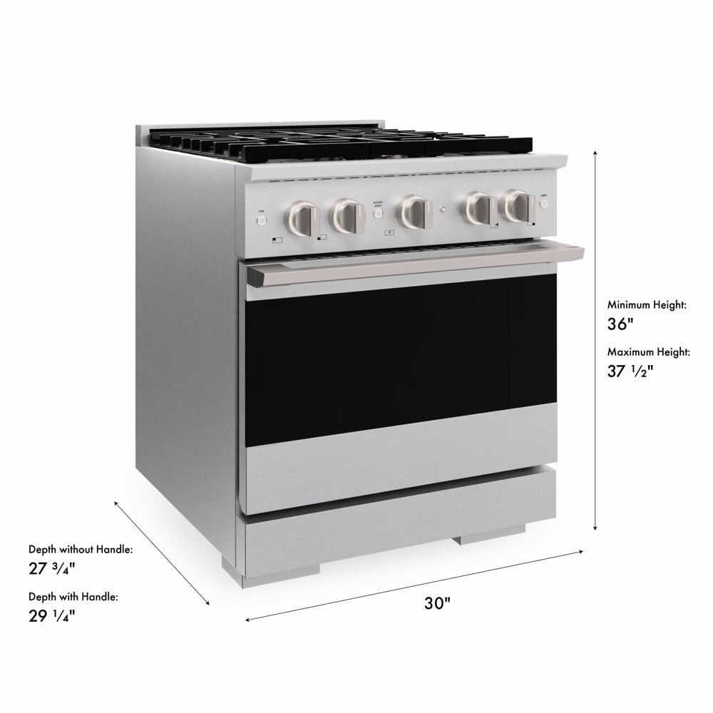 ZLINE 30 in. 4.2 cu. ft. Marino Gas Range with 4 Burner DuoPro™ Cooktop and Convection Gas Oven in Satin Stainless Steel (PMGRS-30)