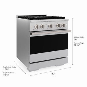 ZLINE 30 in. 4.2 cu. ft. Marino Gas Range with 4 Burner DuoPro™ Cooktop and Convection Gas Oven in Satin Stainless Steel (PMGRS-30)