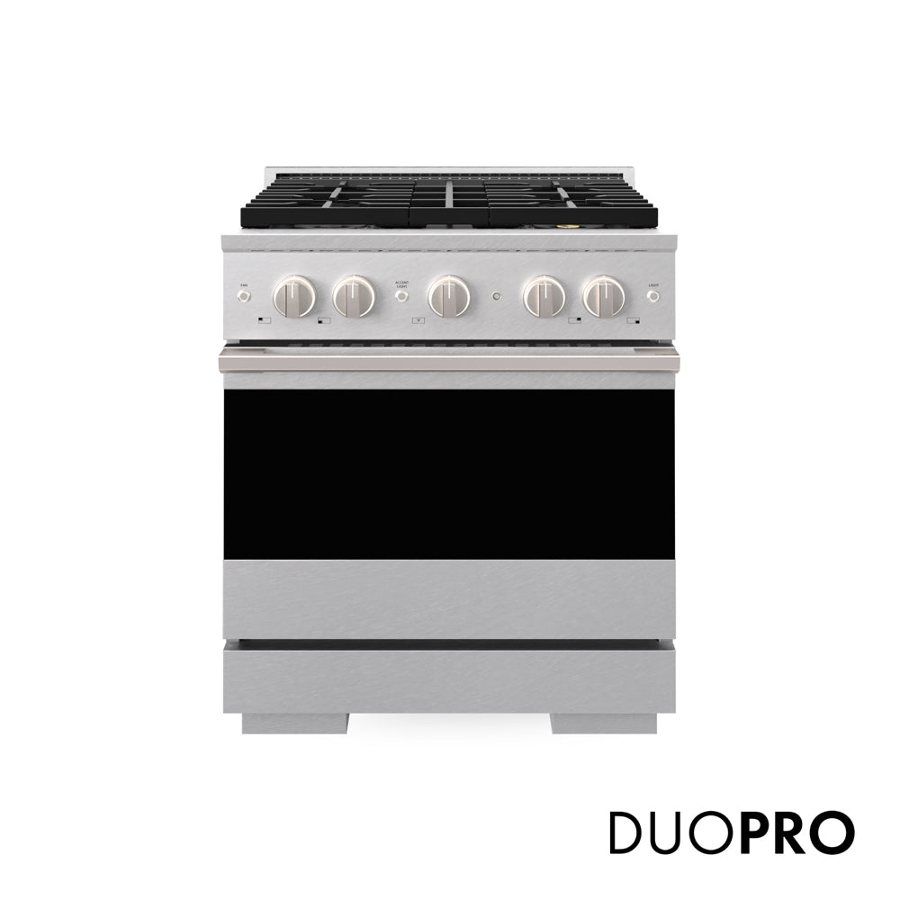 ZLINE 30 in. 4.2 cu. ft. Marino Gas Range with 4 Burner DuoPro™ Cooktop and Convection Gas Oven in Satin Stainless Steel (PMGRS-30)