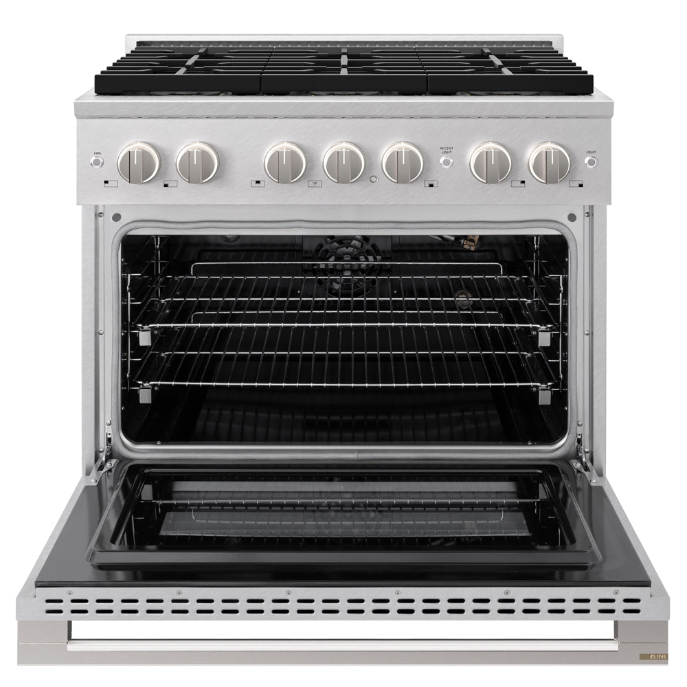 ZLINE 36 in. 5.2 cu. ft. Marino Gas Range with 6 Burner DuoPro™ Cooktop and Convection Gas Oven in Satin Stainless Steel (PMGRS-36)