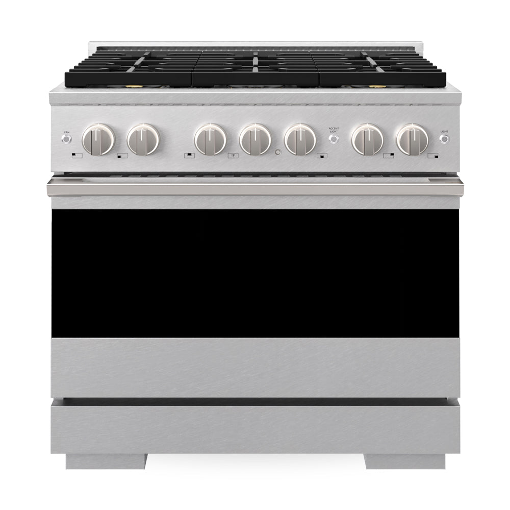 ZLINE 36 in. 5.2 cu. ft. Marino Gas Range with 6 Burner DuoPro™ Cooktop and Convection Gas Oven in Satin Stainless Steel (PMGRS-36)