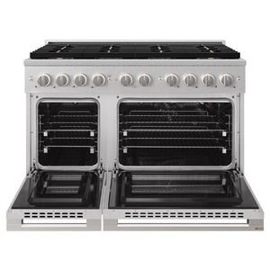 ZLINE 48 in. 6.7 cu. ft. Marino Gas Range with 8 Burner DuoPro™ Cooktop and Dual Ovens in Satin Stainless Steel (PMGRS-48)