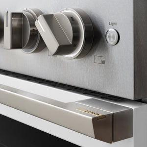 ZLINE 48 in. 6.7 cu. ft. Marino Gas Range with 8 Burner DuoPro™ Cooktop and Dual Ovens in Satin Stainless Steel with White Matte Doors (PMGRS-WM-48)