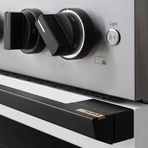 ZLINE Autograph Edition 48 in. 6.7 cu. ft. Marino Double Oven Dual Fuel Range with 8 Burner Gas Cooktop in Stainless Steel with White Matte Door and Matte Black Accents (MDRZ-WM-48-MB)