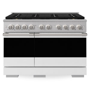 ZLINE 48 in. 6.7 cu. ft. Marino Dual Fuel Range with 8 Burner DuoPro™ Cooktop and Dual Ovens with White Matte Doors (PMDR-WM-48)