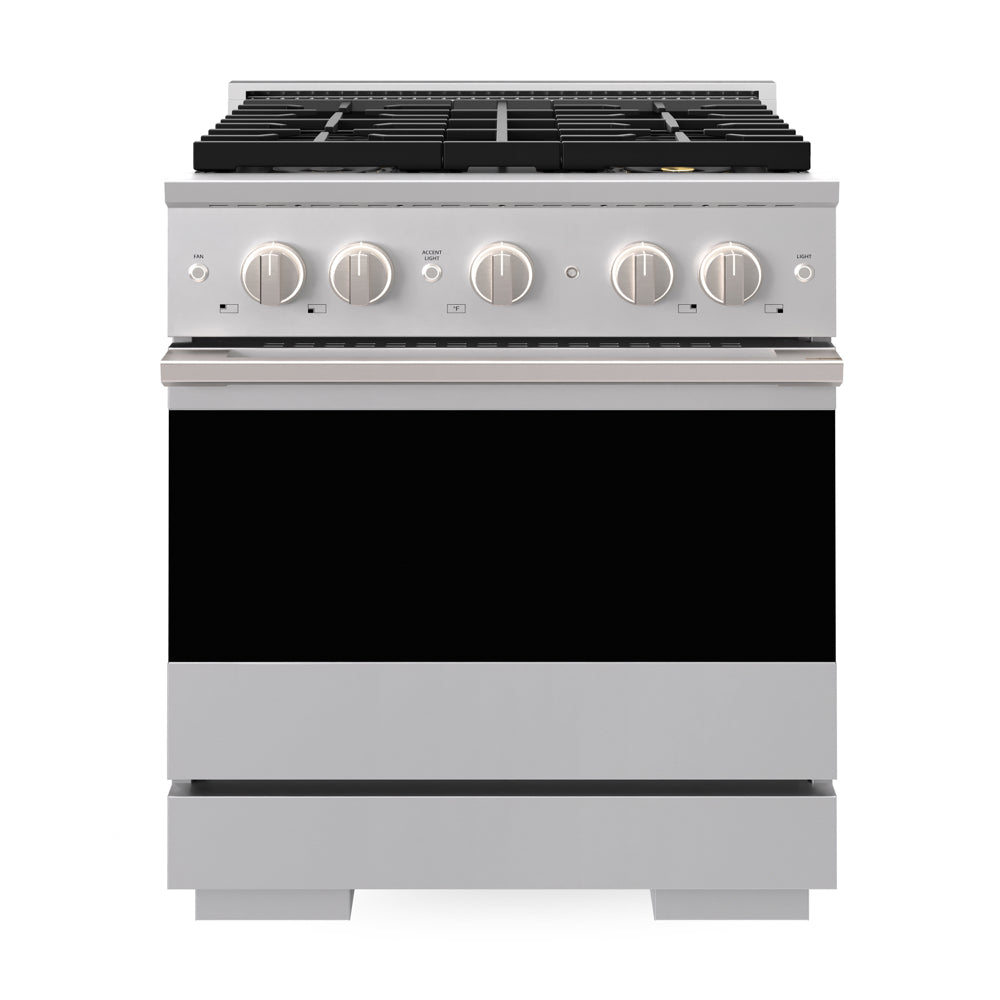 ZLINE 30 in. 4.2 cu. ft. Marino Dual Fuel Range with 4 Burner DuoPro™ Cooktop and Electric Convection Oven in Stainless Steel (PMDR30)