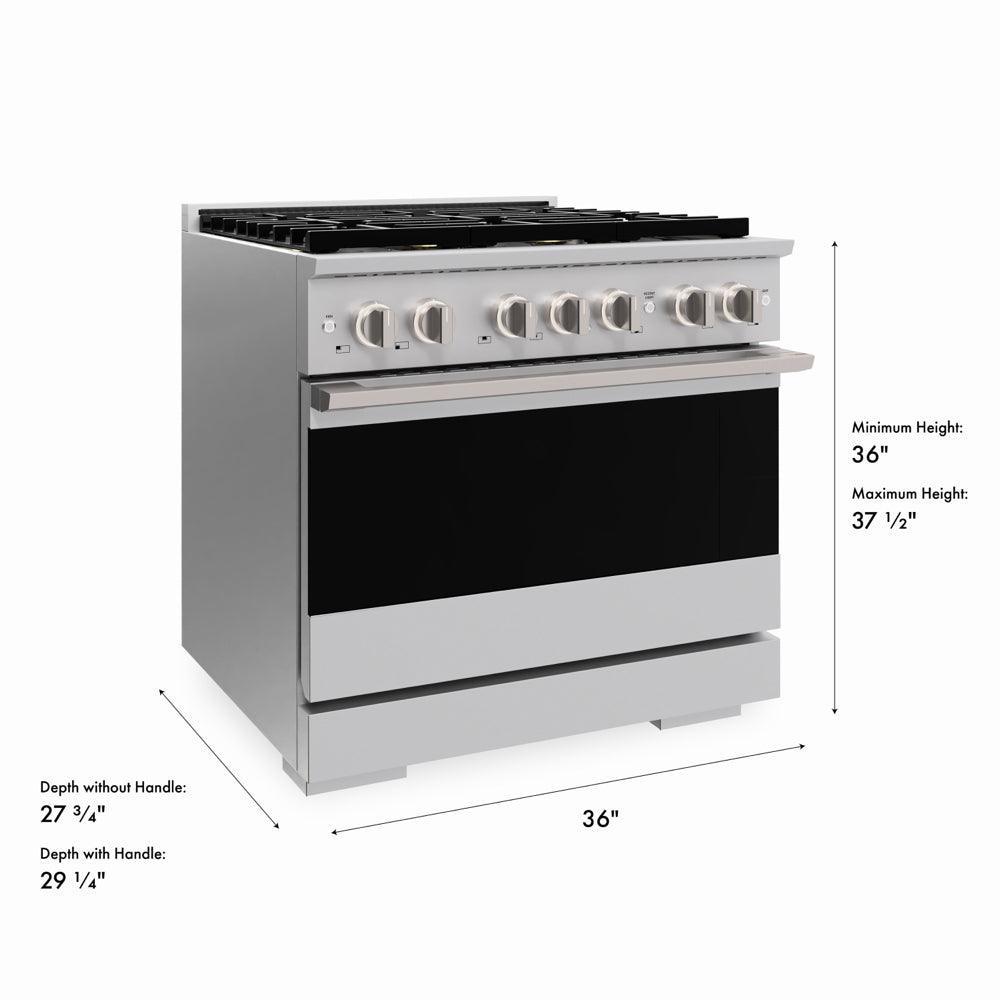 ZLINE 36 in. 5.2 cu. ft. Marino Dual Fuel Range with 6 Burner DuoPro™ Cooktop and Electric Convection Oven in Stainless Steel (PMDR36)