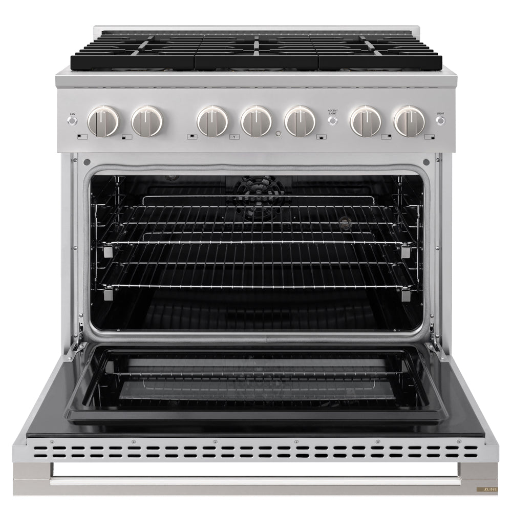 ZLINE 36 in. 5.2 cu. ft. Marino Dual Fuel Range with 6 Burner DuoPro™ Cooktop and Electric Convection Oven in Stainless Steel (PMDR36)