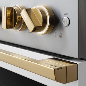 ZLINE Autograph Edition 48 in. 6.7 cu. ft. Marino Dual Fuel Range with 8 Burner DuoPro™ Cooktop and Dual Ovens with White Matte Doors and Polished Gold Accents (PMDRZ-WM-48-G)