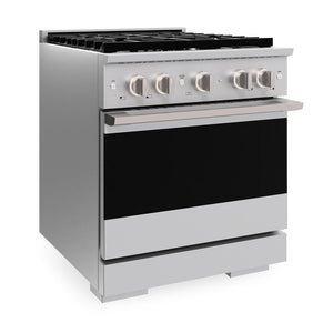 ZLINE 30 in. 4.2 cu. ft. Marino Gas Range with Convection Gas Oven in Stainless Steel with 4 Brass Burners (MGR-BR-30) side.
