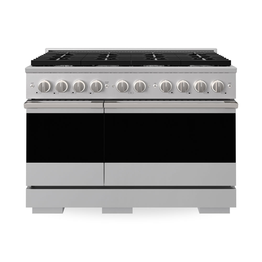 ZLINE 48 in. 6.7 cu. ft. Marino Double Oven Gas Range in Stainless Steel with 8 Brass Burners (MGR-BR-48) main image.