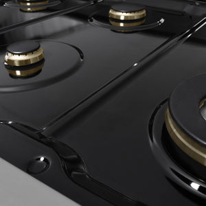 ZLINE Autograph Edition 48 in. 6.7 cu. ft. Marino Double Oven Gas Range with 8 Burner Cooktop in Stainless Steel with White Matte Doors and Champagne Bronze Accents (MGRZ-WM-48-CB)