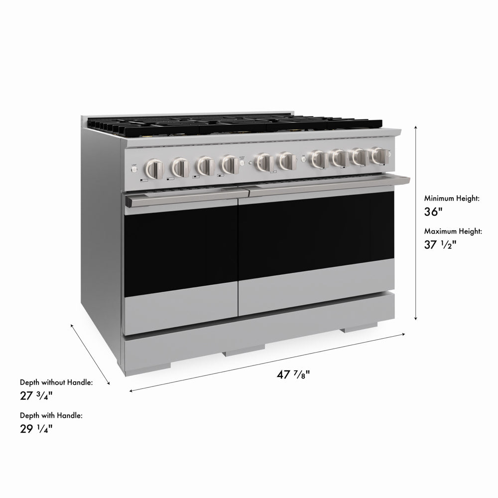 ZLINE 48 in. 6.7 cu. ft. Marino Gas Range with 8 Burner DuoPro™ Cooktop and Dual Ovens in Stainless Steel (PMGR48)