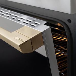 ZLINE Autograph Edition 30 in. 4.2 cu. ft. Marino Gas Range with 4 Burner DuoPro™ Cooktop and Convection Gas Oven in Stainless Steel with Champagne Bronze Accents (PMGRZ-30-CB)