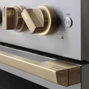 ZLINE Autograph Edition 48 in. 6.7 cu. ft. Marino Gas Range with 8 Burner DuoPro™ Cooktop and Dual Ovens in Stainless Steel and Champagne Bronze Accents (PMGRZ-48-CB)