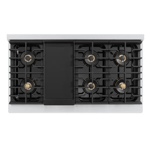 ZLINE Autograph Edition 48 in. 6.7 cu. ft. Marino Gas Range with 8 Burner DuoPro™ Cooktop and Dual Ovens in Stainless Steel and Matte Black Accents (PMGRZ-48-MB)