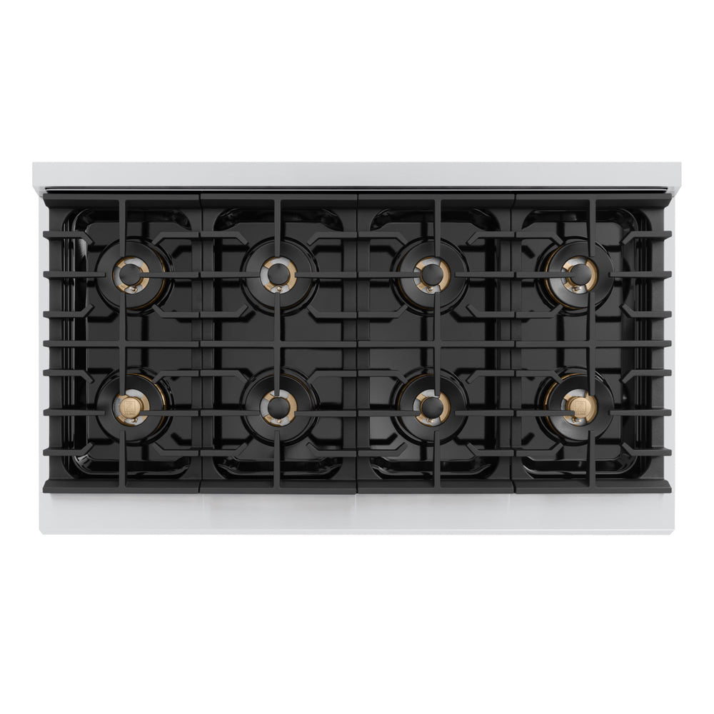 ZLINE Autograph Edition 48 in. 6.7 cu. ft. Marino Gas Range with 8 Burner DuoPro™ Cooktop and Dual Ovens in Stainless Steel and Matte Black Accents (PMGRZ-48-MB)