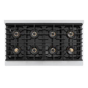 ZLINE Autograph Edition 48 in. 6.7 cu. ft. Marino Gas Range with 8 Burner DuoPro™ Cooktop and Dual Ovens in Stainless Steel and Matte Black Accents (PMGRZ-48-MB)