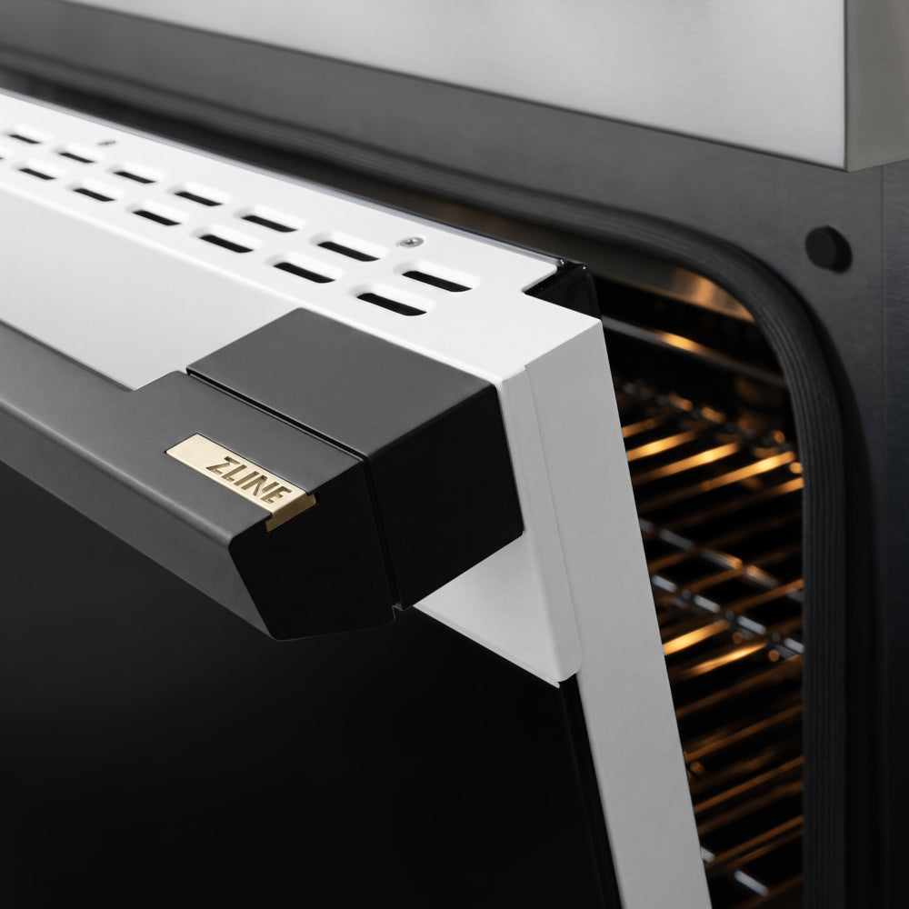 ZLINE Autograph Edition 48 in. 6.7 cu. ft. Marino Gas Range with 8 Burner DuoPro™ Cooktop and Dual Ovens with White Matte Doors and Matte Black Accents (PMGRZ-WM-48-MB)