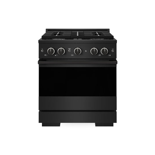 ZLINE 30 in. 4.2 cu. ft. Marino Dual Fuel Range with Gas Cooktop and Electric Convection Oven in Black Stainless Steel with 4 Brass Burners (MDRB-BR-30) main image.