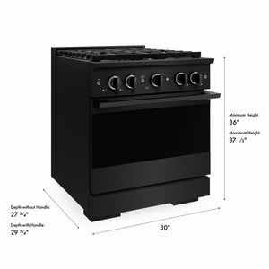 ZLINE 30 in. 4.2 cu. ft. Marino Dual Fuel Range with 4 Burner DuoPro™ Cooktop and Electric Convection Oven in Black Stainless Steel (PMDRB-30)