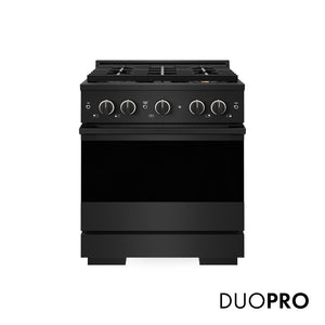 ZLINE 30 in. 4.2 cu. ft. Marino Dual Fuel Range with 4 Burner DuoPro™ Cooktop and Electric Convection Oven in Black Stainless Steel (PMDRB-30)