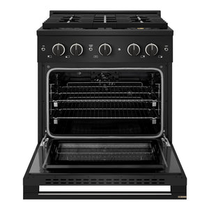 ZLINE 30 in. 4.2 cu. ft. Marino Dual Fuel Range with 4 Burner DuoPro™ Cooktop and Electric Convection Oven in Black Stainless Steel (PMDRB-30)