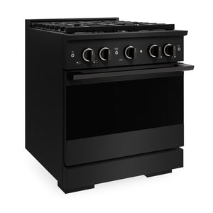 ZLINE 30 in. 4.2 cu. ft. Marino Dual Fuel Range with 4 Burner DuoPro™ Cooktop and Electric Convection Oven in Black Stainless Steel (PMDRB-30)