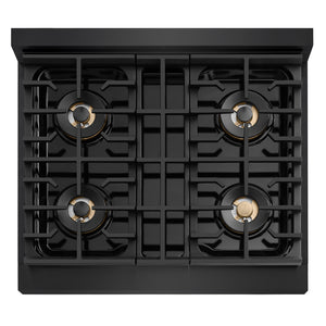 ZLINE 30 in. 4.2 cu. ft. Marino Dual Fuel Range with 4 Burner DuoPro™ Cooktop and Electric Convection Oven in Black Stainless Steel (PMDRB-30)