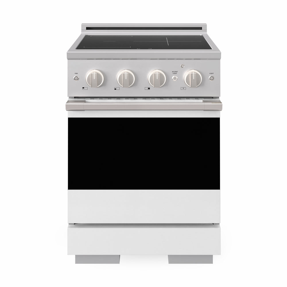 ZLINE 24 in. 3.2 cu. ft. Marino Induction Range with 3 Element Cooktop and Electric Convection Oven in Stainless Steel with White Matte Door (MINR-WM-24)