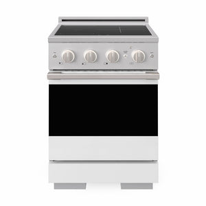 ZLINE 24 in. 3.2 cu. ft. Marino Induction Range with 3 Element Cooktop and Electric Convection Oven in Stainless Steel with White Matte Door (MINR-WM-24)